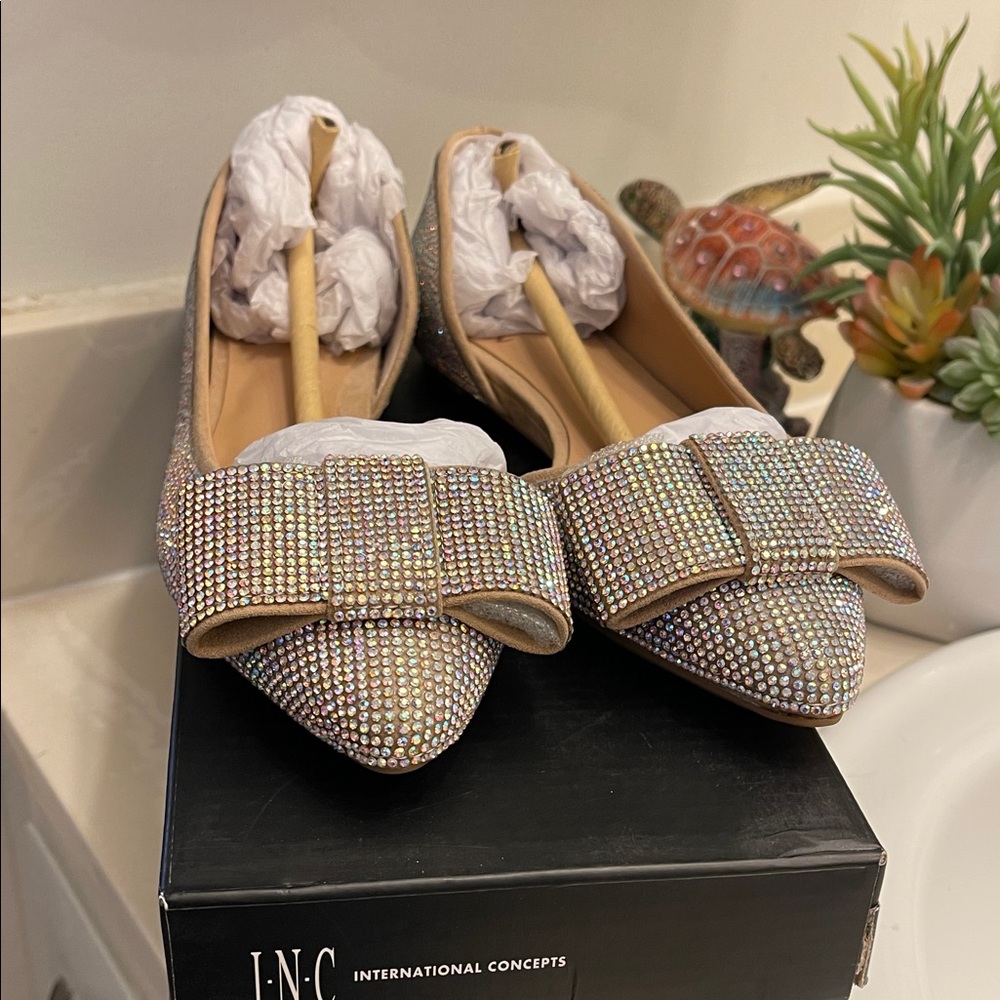 INC International Concepts Women's Rhinestone Embellished Flats